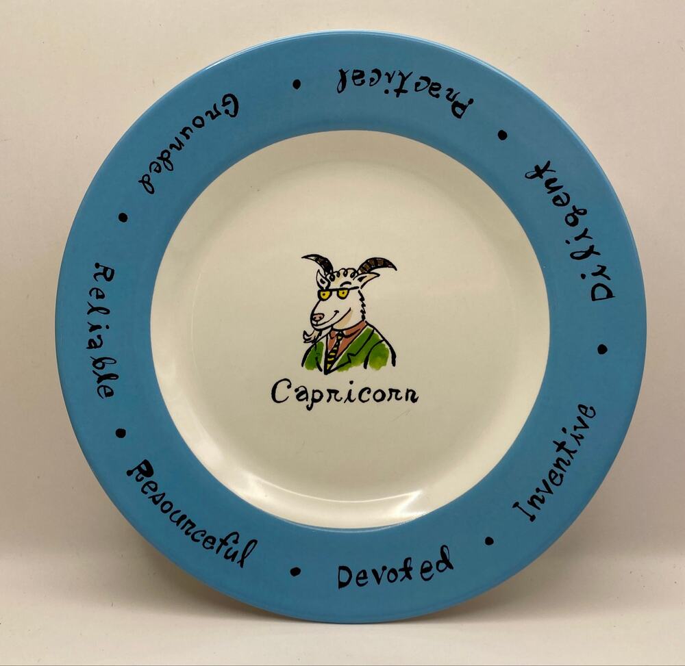 Pottery Barn What’s Your Sign? Capricorn Zodiac Astrology Plate – 8”